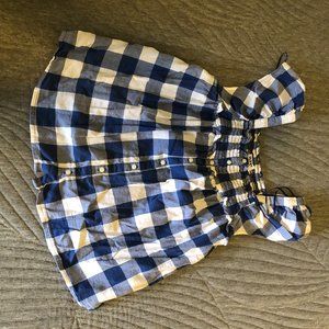 Blue Gingham Peasant cap sleeve top with smocking Old Navy GUC XS